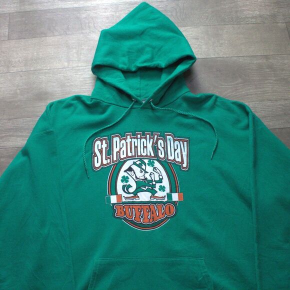 Vintage Hanes Ultimate Cotton St Patrick's Day Buffalo, NY Hoodie Size L - Picture 1 of 5